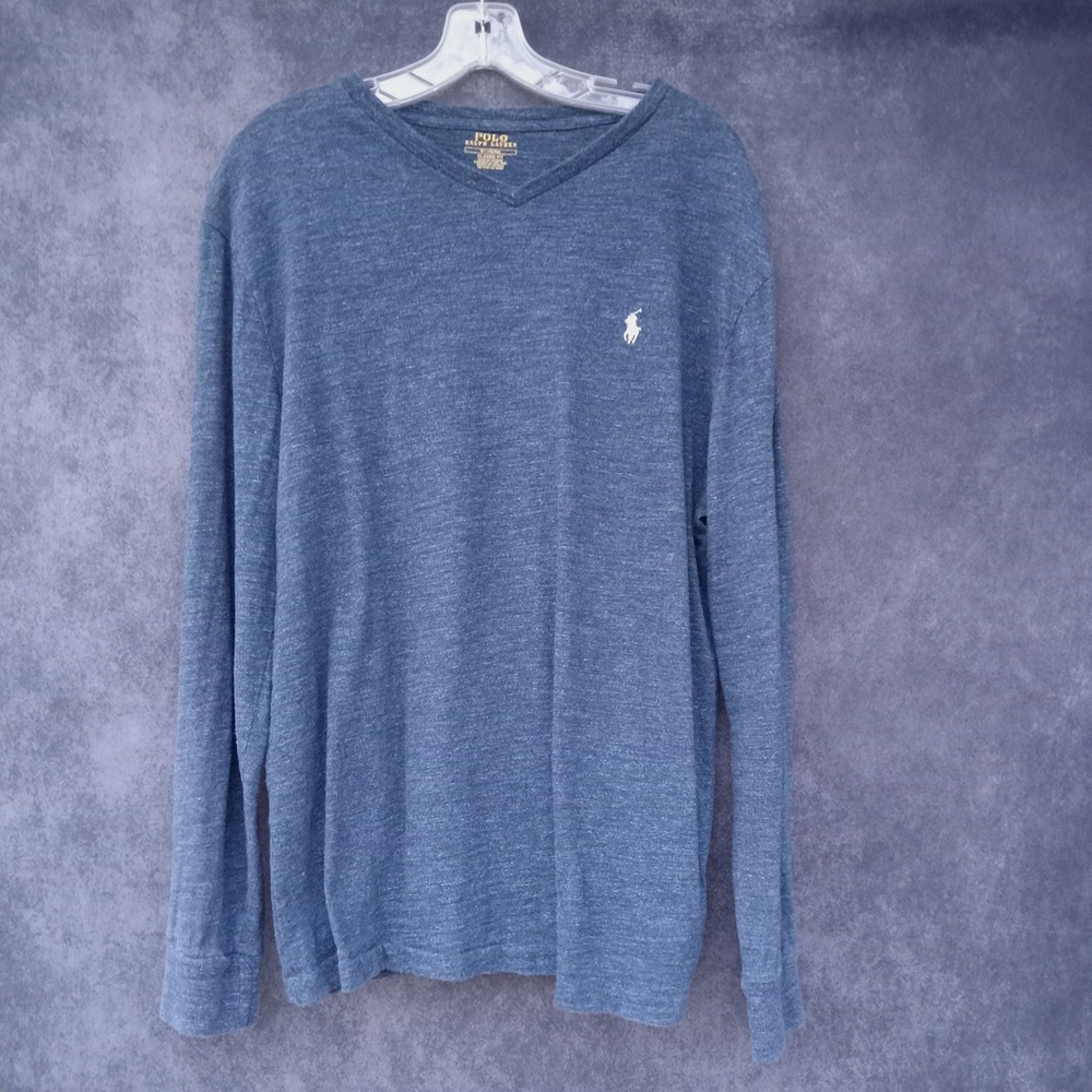 Polo Ralph Lauren Pony Classic Fit‎ Men Long Sleeve V Neck T Shirt Preppy Size M